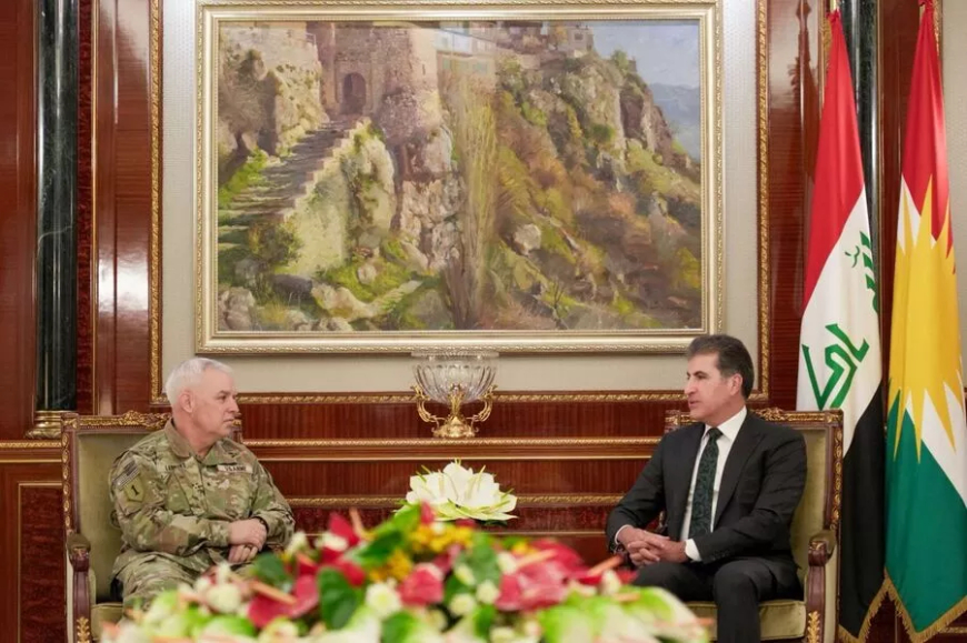 Serok Nêçîrvan Barzanî bi Fermandeyê Hêzên Hevpeymanan li Iraq û Sûriyê re civiya