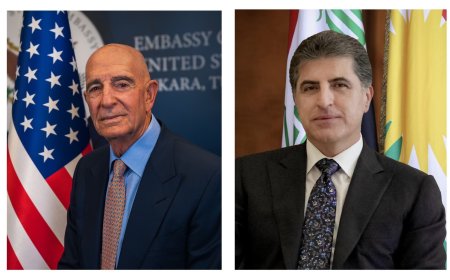 سهرۆك نێچيرڤان بارزانى و تۆماس باراك دۆخى سووريا تاوتوێ دهكهن