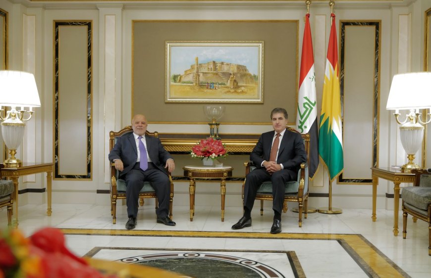 سه‌رۆك نێچيرڤان بارزانى پێشوازیی له‌ د. حه‌يده‌ر ئه‌لعه‌بادى كرد