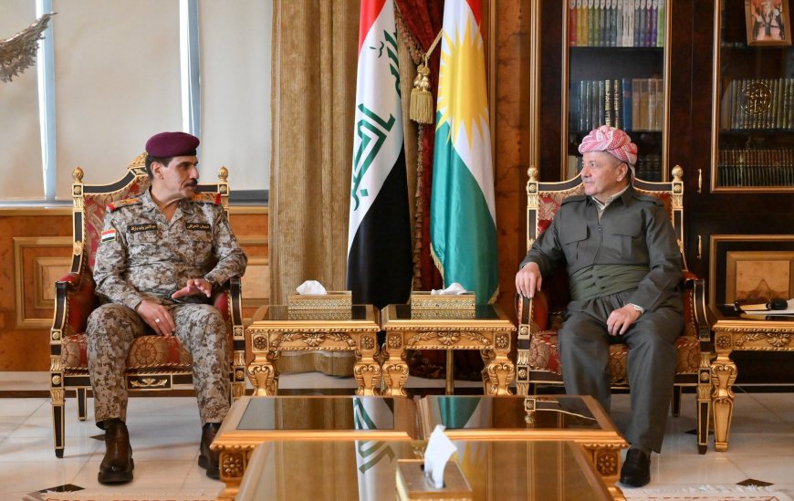 Serok Barzanî Pêşwaziyê Li Şandeka Bilinda Leşkerî Û Ewlehî Ya Iraqê Kir