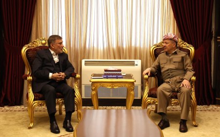 Serok Barzanî pêşwaziyê li Îzet Şabender kir