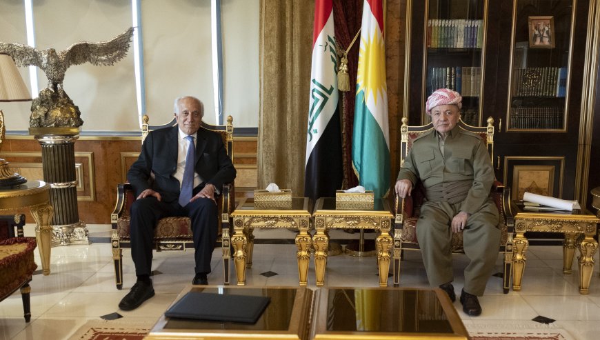 Serok Barzanî pêşwaziyê li Zalmay Xelîlzad Kir