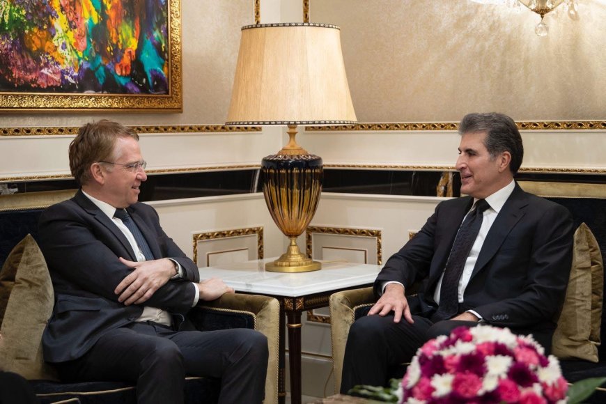 سه‌رۆك نێچيرڤان بارزانى و باڵيۆزى فه‌ڕه‌نسا دۆخى عێراق تاوتوێ ده‌كه‌ن