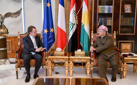 سەرۆک بارزانی پێشوازی لە باڵیۆزی فەڕەنسا لە بەغدا دەکات