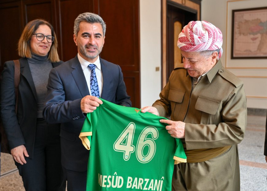 ‎Serok Barzanî pêşwaziya şandek ji Desteya Rêveberiya Yaneya Werzîşî ya Amed Spor kir