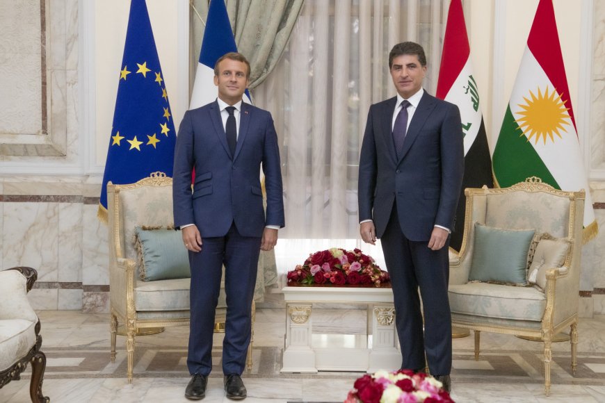 سه‌رۆك نێچيرڤان بارزانى و سه‌رۆك ماكرۆن دۆخى ناوچه‌كه‌ تاوتوێ ده‌كه‌ن