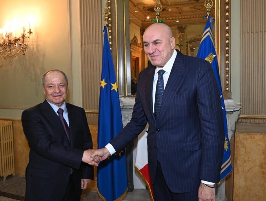 Serok Barzanî digel Wezîrê Berevaniyê yê Îtalyayê civiya.