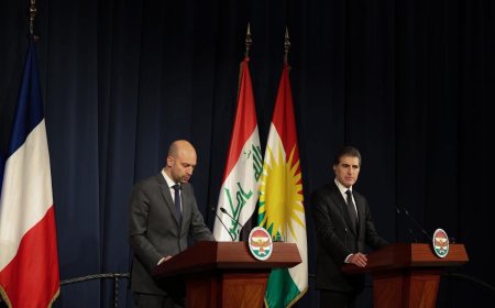 سه‌رۆك نێچيرڤان بارزانى و وه‌زيرى ده‌ره‌وه‌ى فەرەنسا كۆبوونه‌وه‌