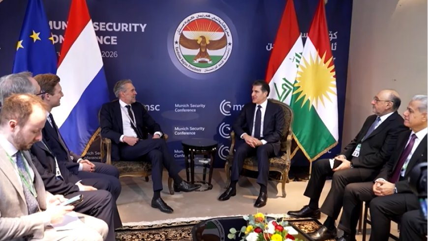 Serok Nêçîrvan Barzanî digel Serokwezîr û Wezîrê Berevaniyê yê Hollandayê civiya.