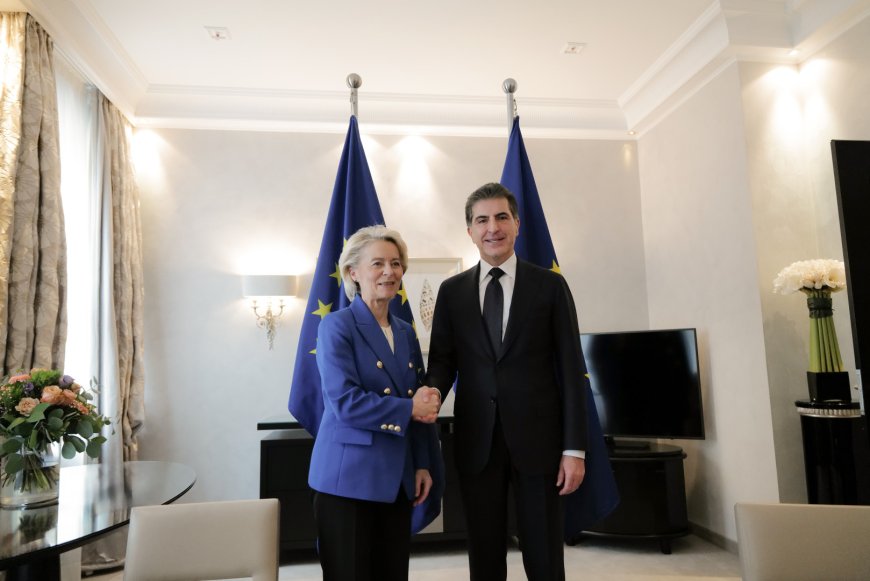 Serok Nêçîrvan Barzanî û Seroka Komîsyona Ewropayê Peywendiyên Herêma Kurdistanê û Yekîtiya Ewropayê Gotûbêj Kirin.