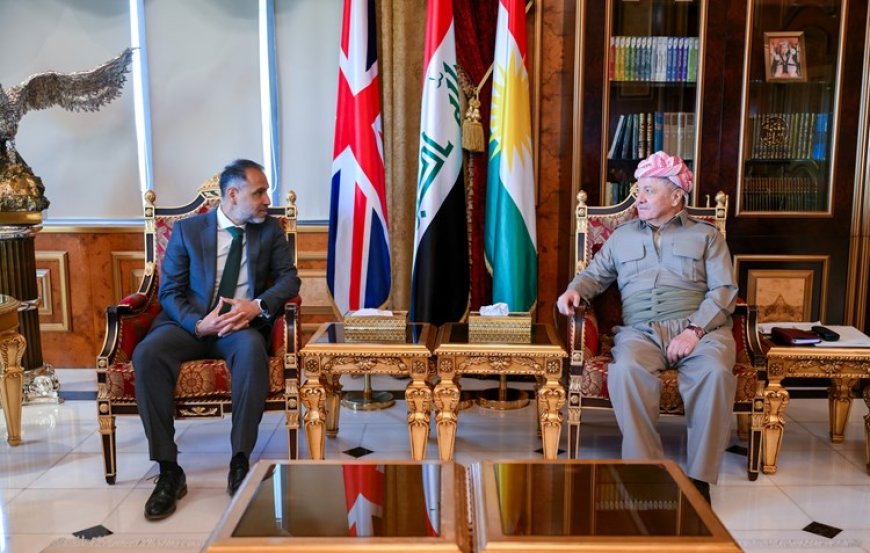 Serok Barzanî pêşwaziyê li Balyozê Brîtanyayê li Iraqê kir
